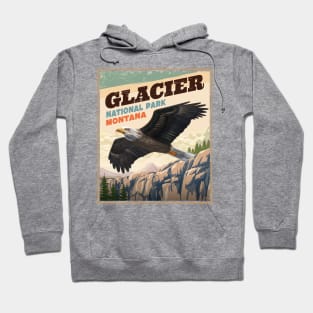 Glacier National Park Bold Eagle Vintage Look Hoodie